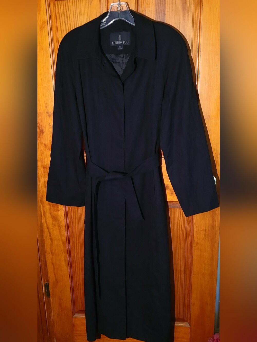 London Fog Classic Women's Black Long Trench Coat Size 10